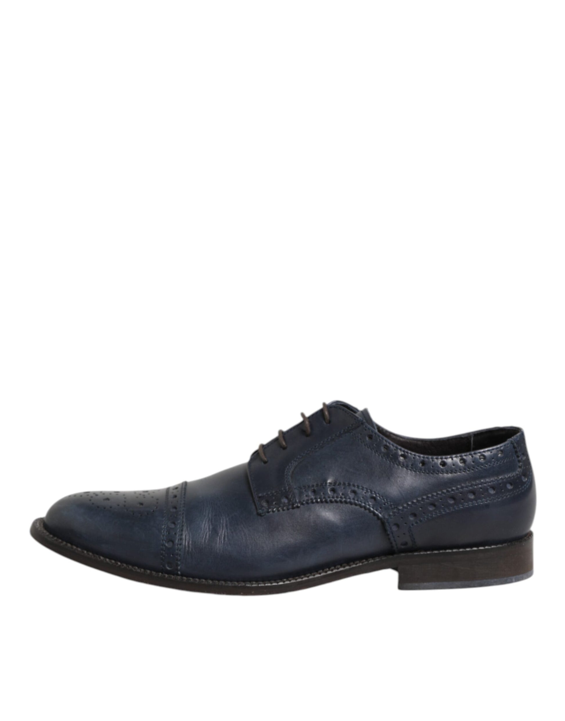 Blue Leather Wingtip Lace-up Formal Derby Shoes