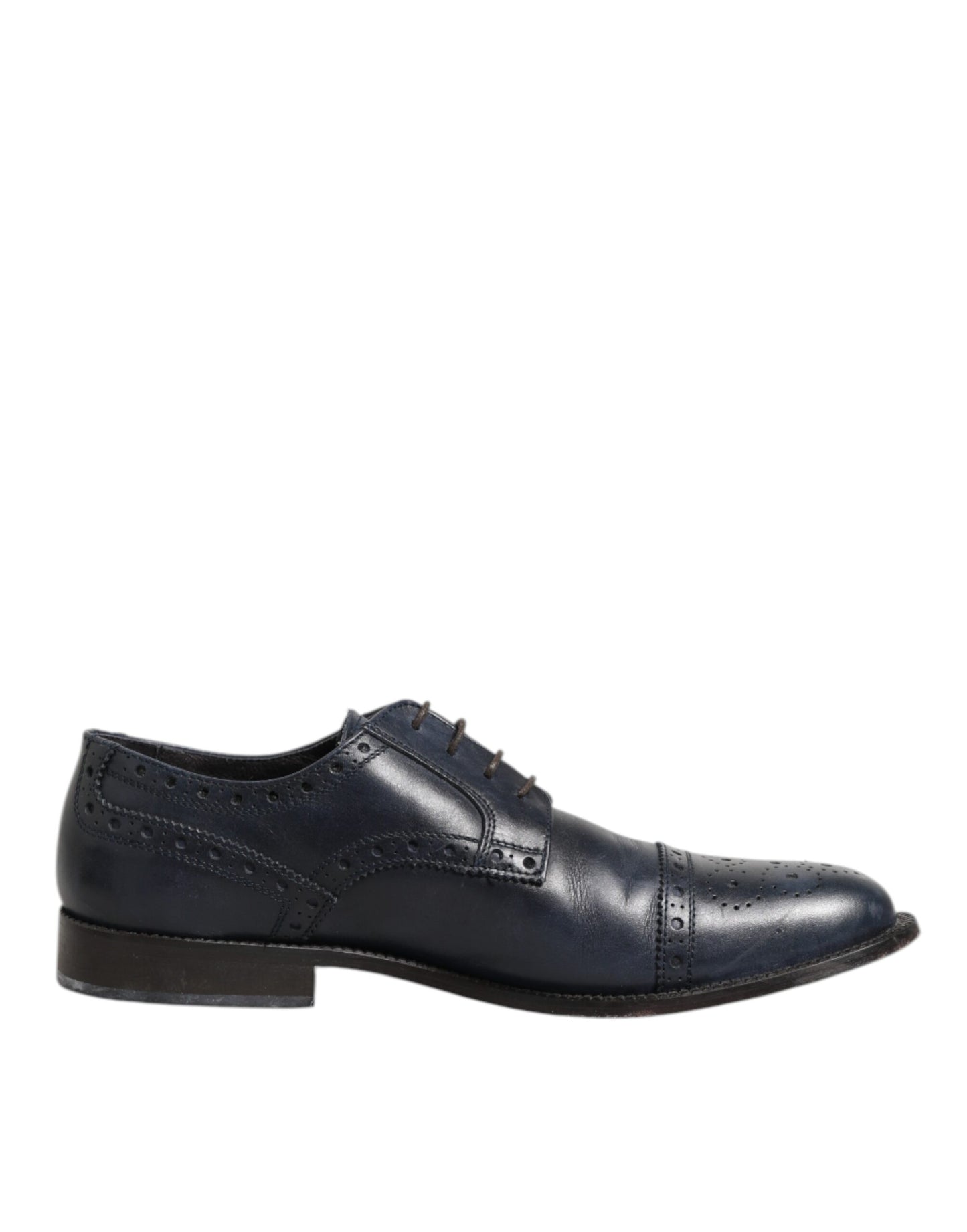 Blue Leather Wingtip Lace-up Formal Derby Shoes