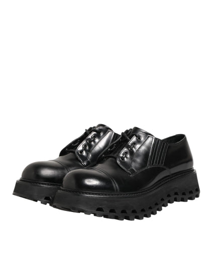 Black Leather Lace Up Derby Men Dress Shoes