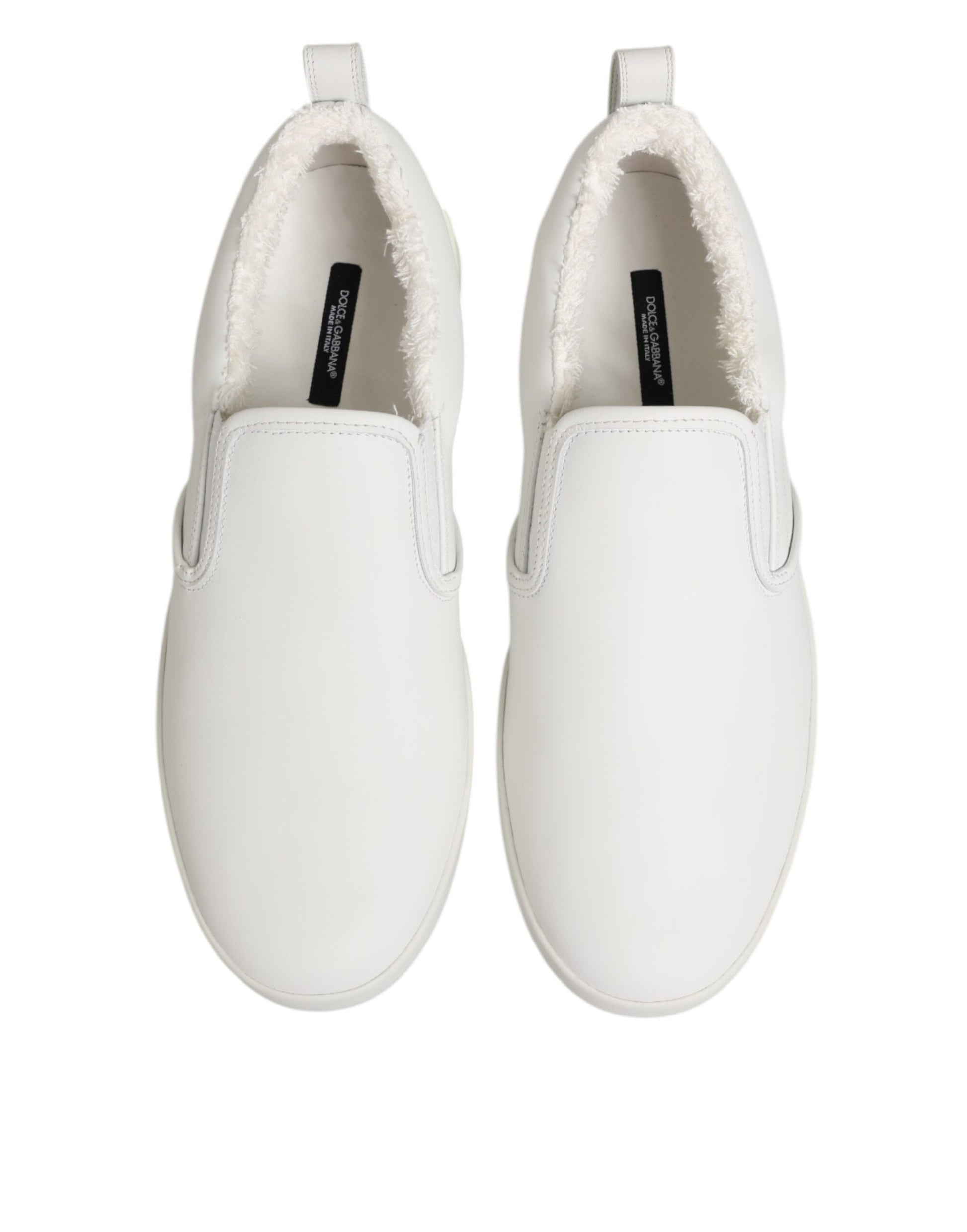 White Leather Low Top Slip On Sneakers Shoes