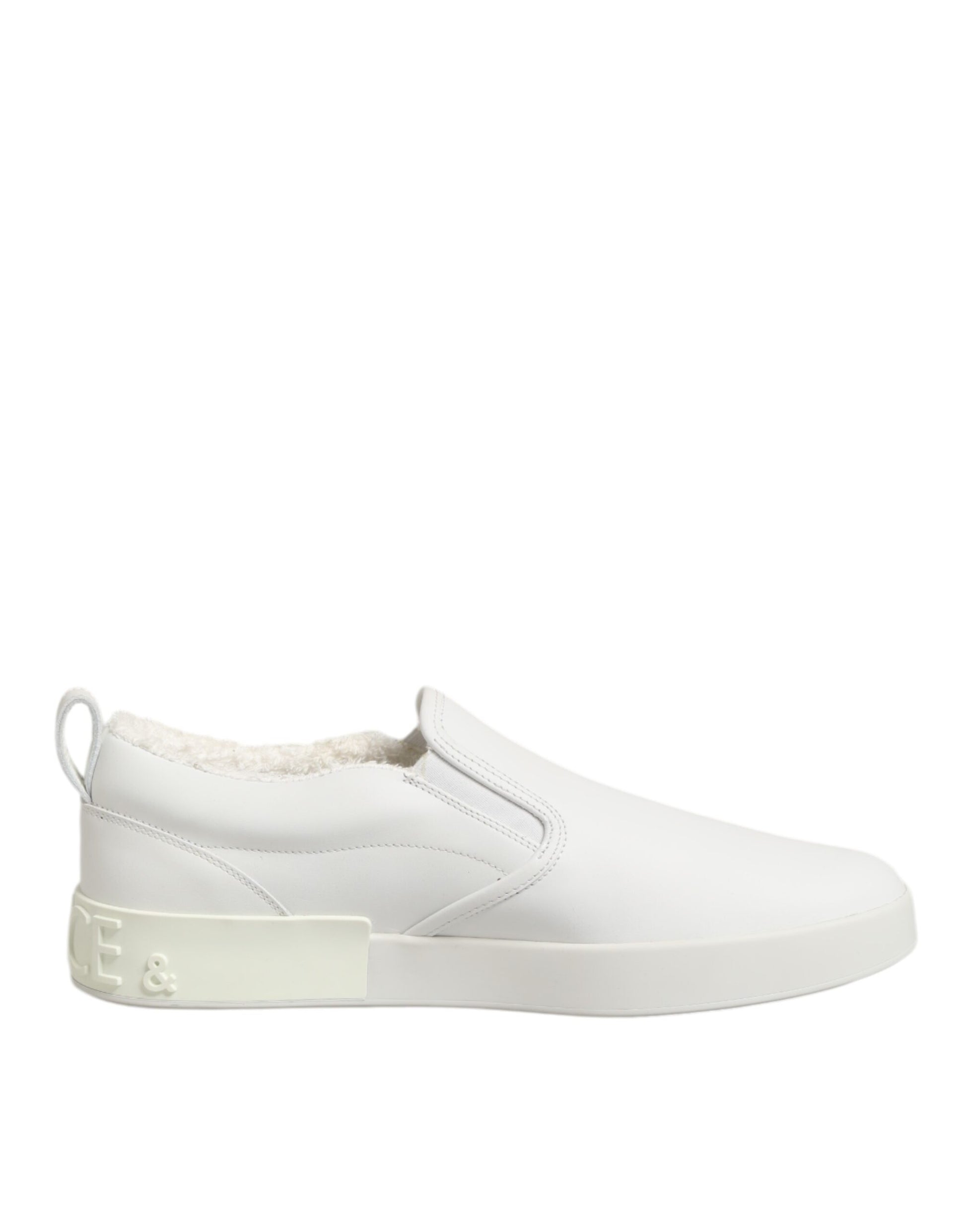 White Leather Low Top Slip On Sneakers Shoes