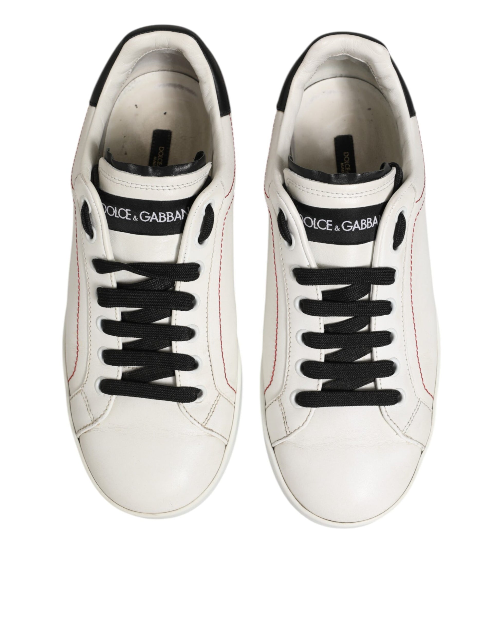 White Black Leather Low Top Sneaker Shoes