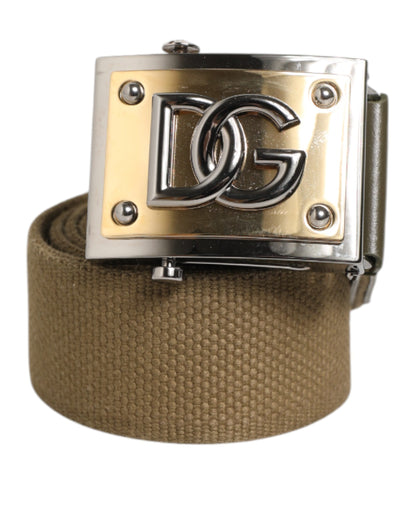 Military Green Nylon Logo Metal Buckle Belt