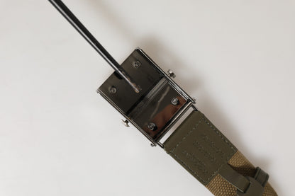 Military Green Nylon Logo Metal Buckle Belt