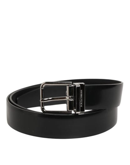 Black Leather Classic Metal Buckle Men Belt