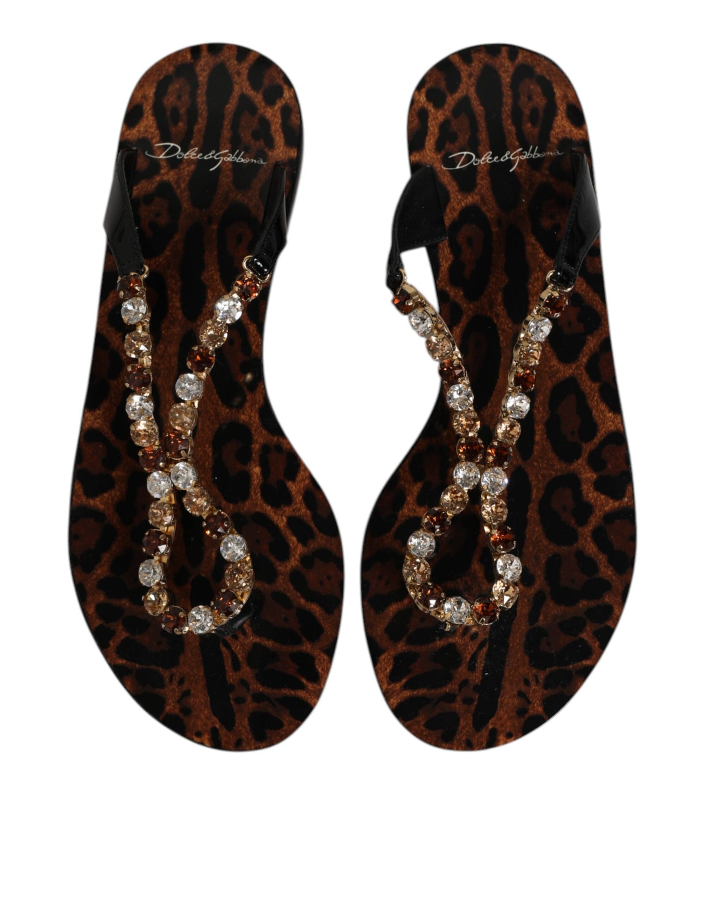 Black Crystals Flats Sandals Beachwear Shoes