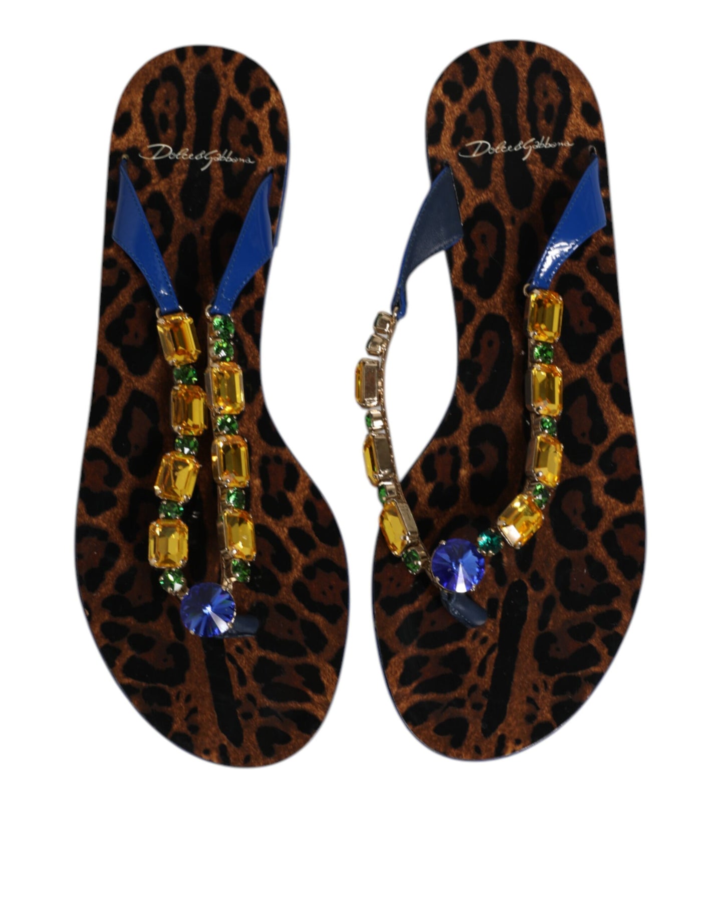 Blue Crystals Flats Sandals Beachwear Shoes