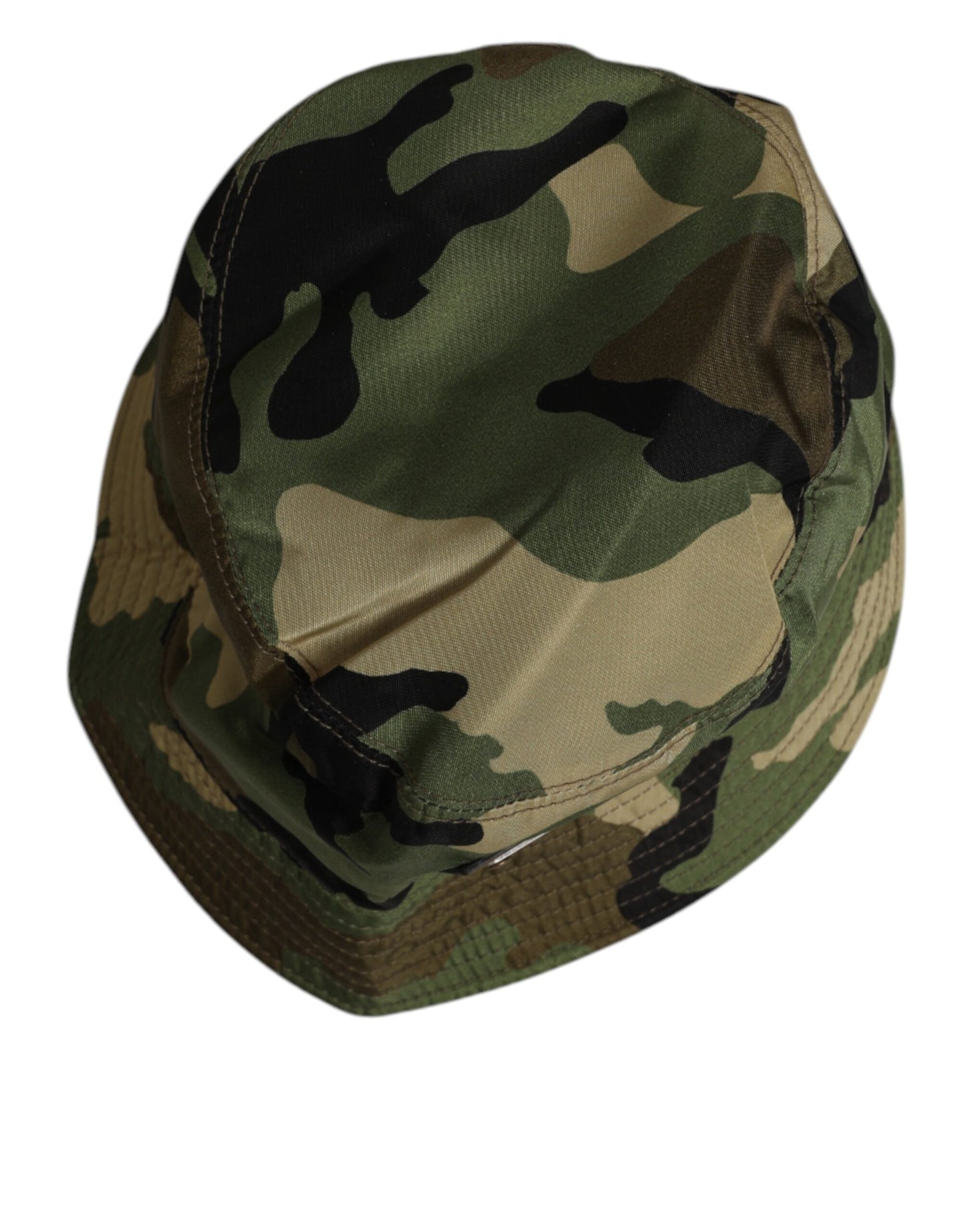 Green Camouflage Polyamide Logo Bucket Cap Hat