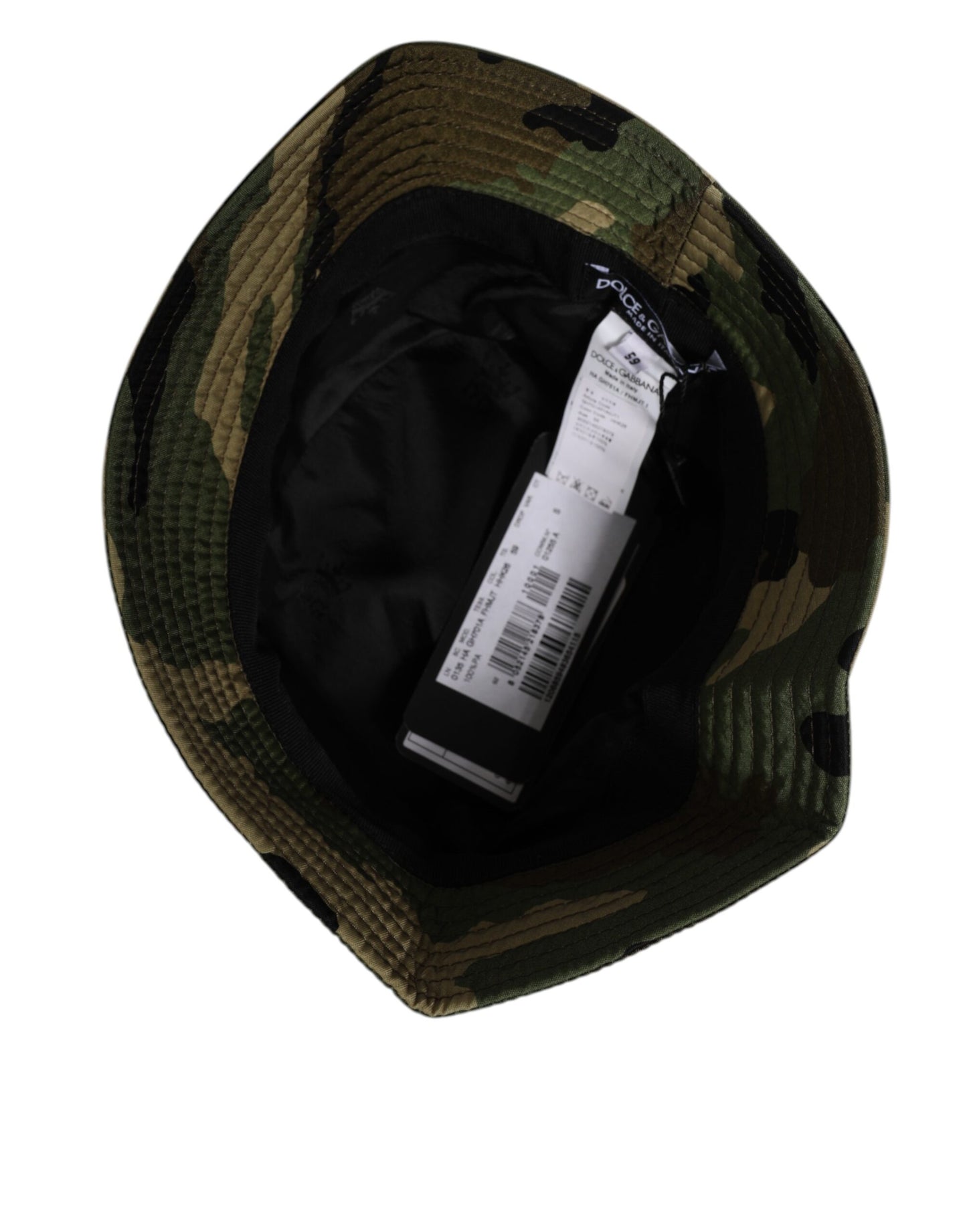 Green Camouflage Polyamide Logo Bucket Cap Hat