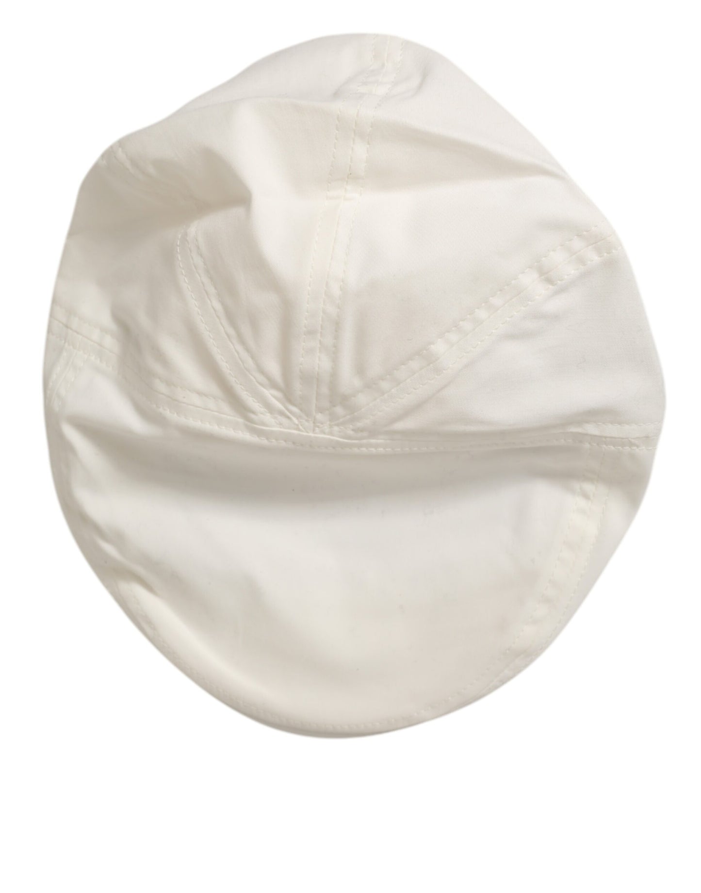 White Cotton Blend Leather Trim Flat Men Cap Hat
