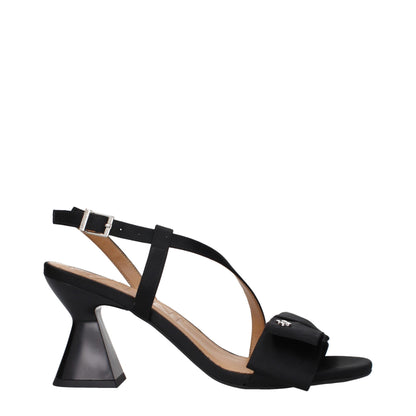 Black Fabric Platform Sandals