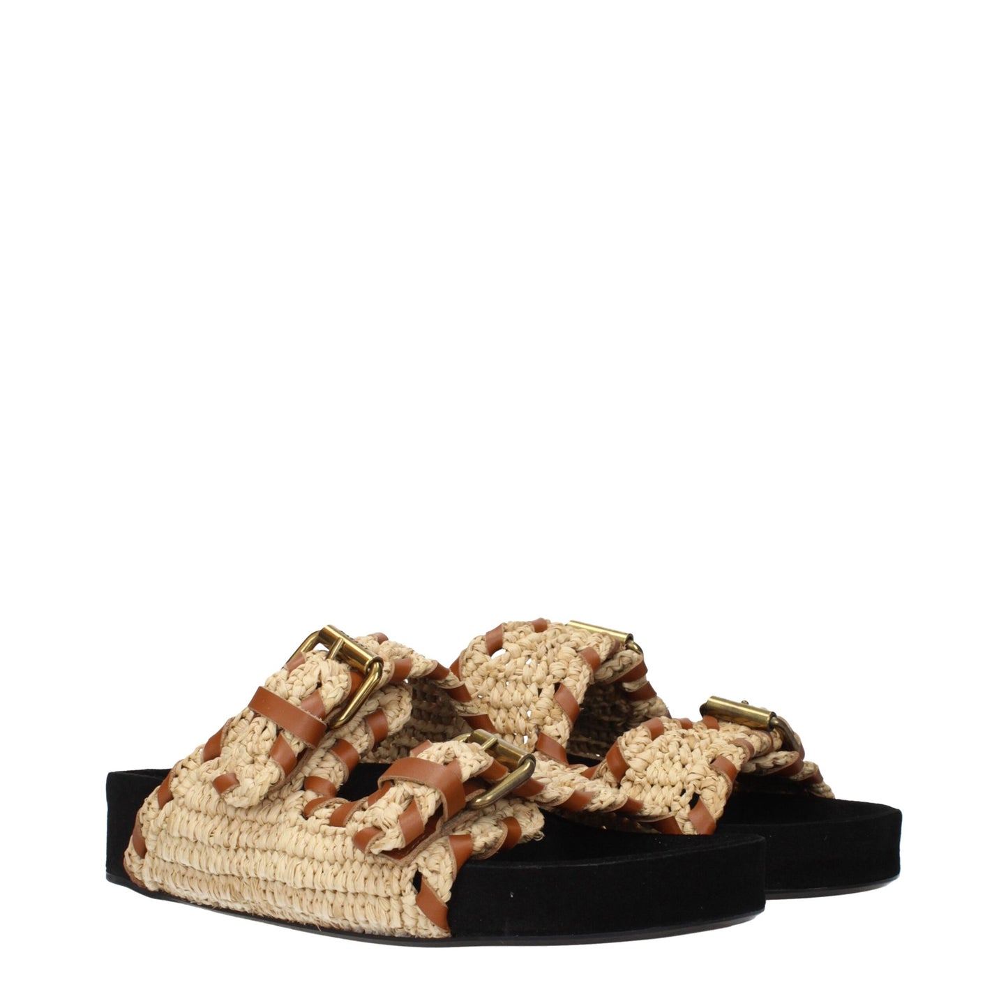 Beige Raffia Slippers