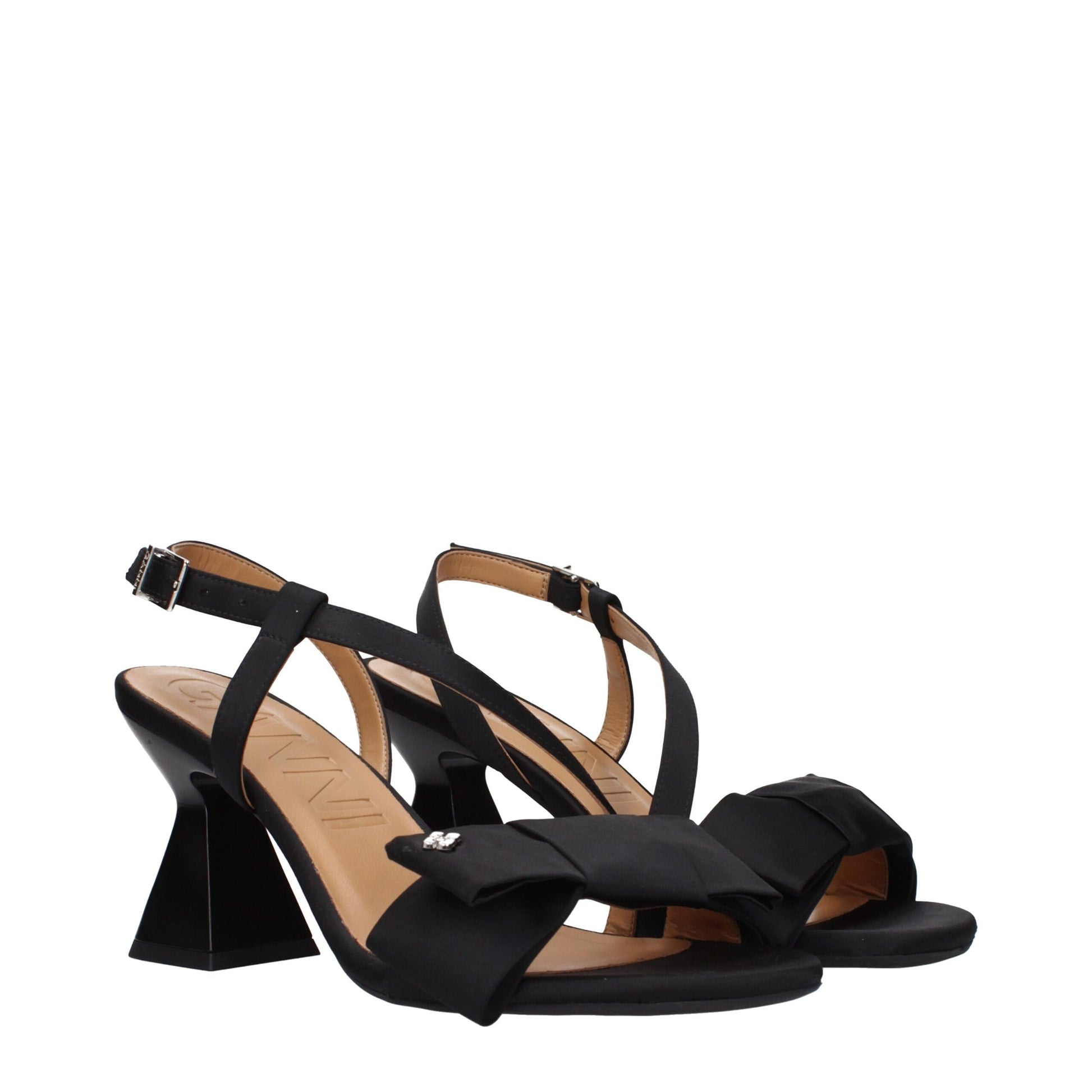 Black Fabric Platform Sandals