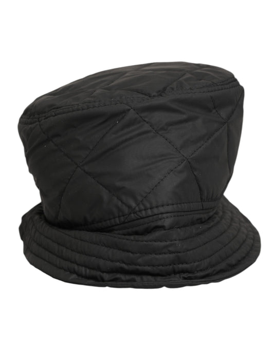 Black Nylon Quilted Bucket Men Capello Hat