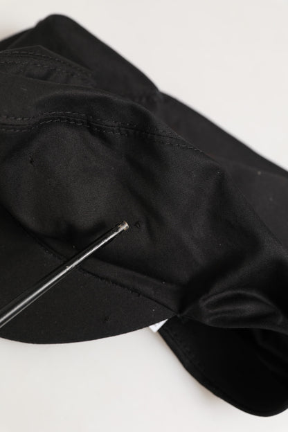 Black Cotton Stretch Newsboy Cloth Capello Hat