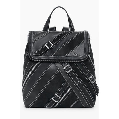 Black Polyethylene Women Backpack