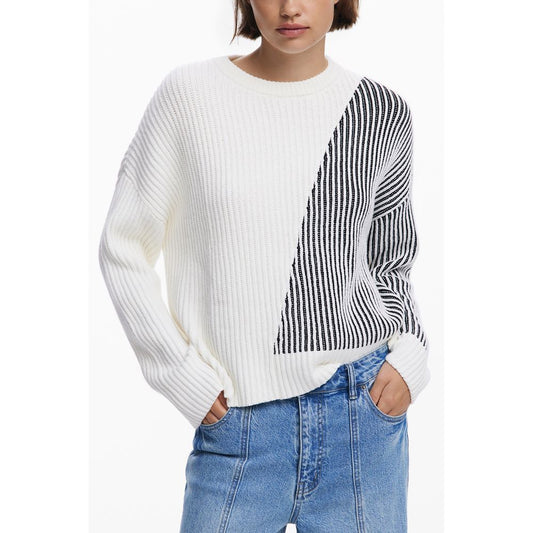 White Cotton Women Sweater