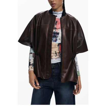 Brown Polyethylene Women Poncho