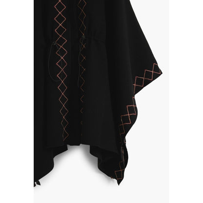 Black Polyester Women Poncho