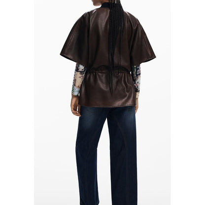 Brown Polyethylene Women Poncho