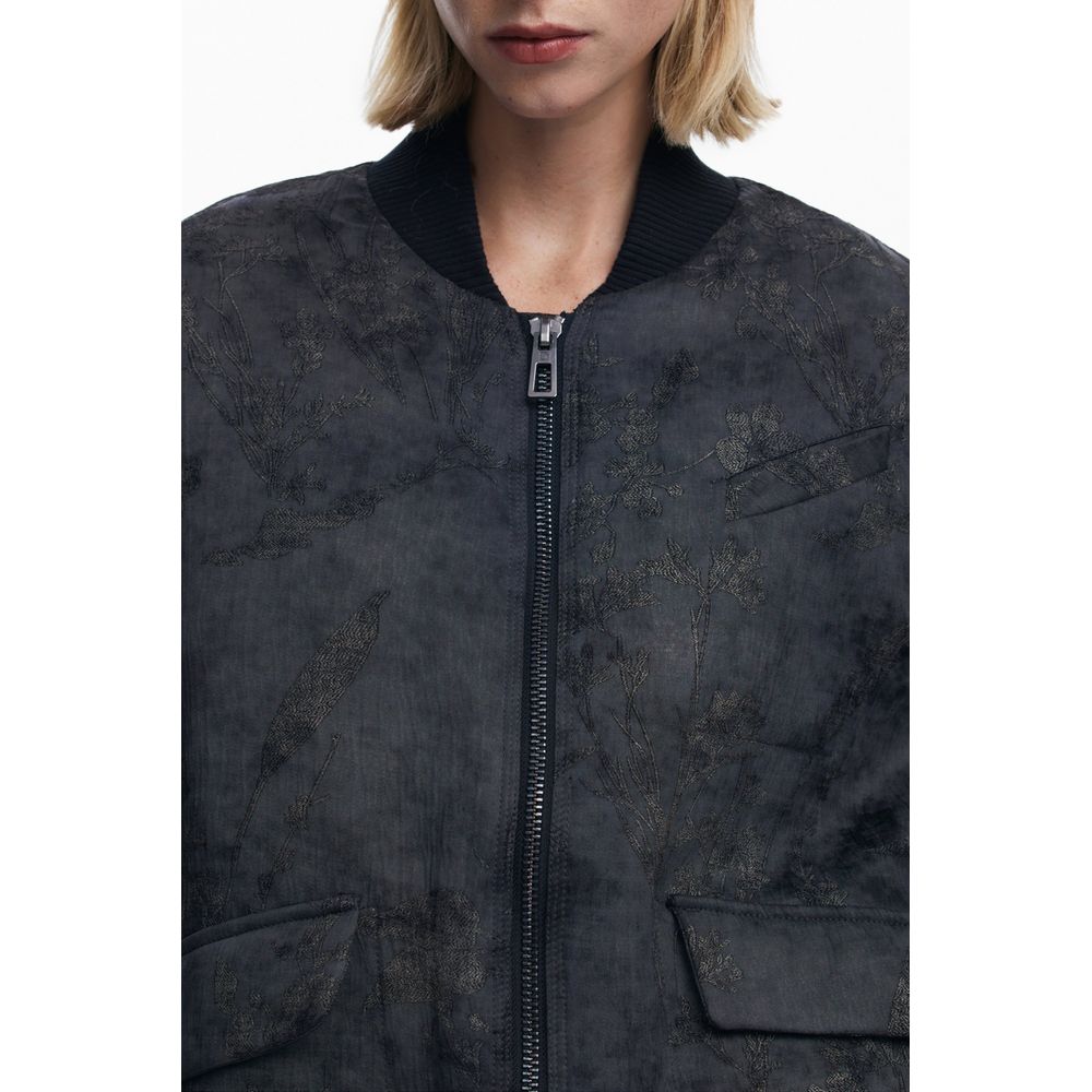 Black Polyester Women Jacket