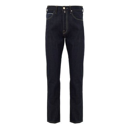 Blue Polyester Tapered Jeans
