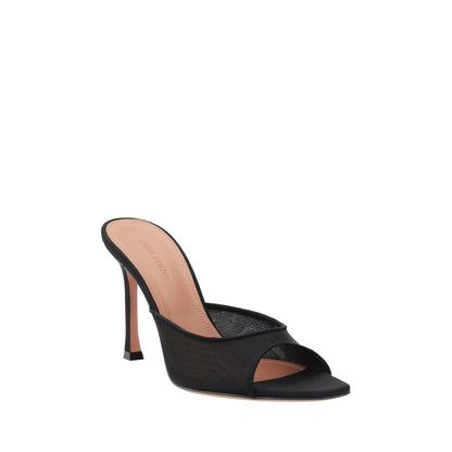 Black Fabric Stiletto Heel Sandals