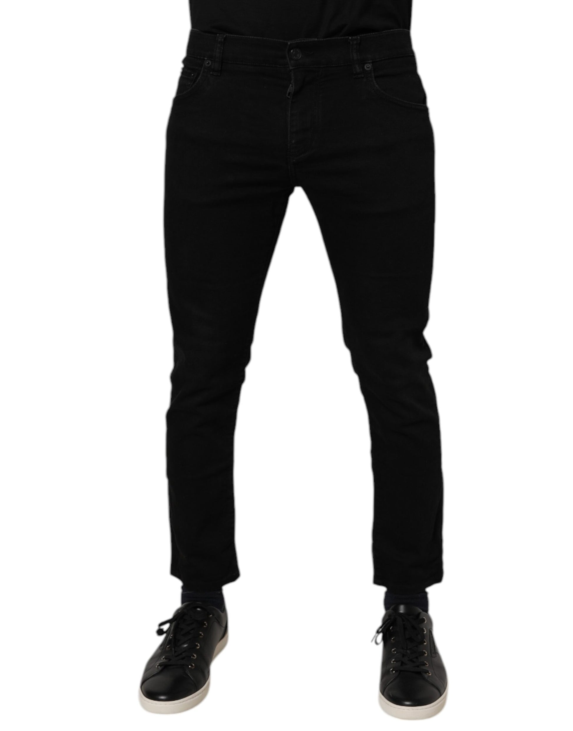 Black Cotton Stretch Skinny Men Denim Jeans