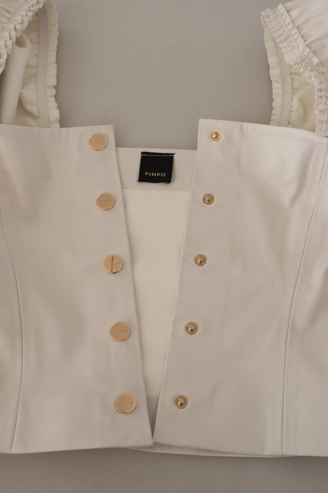White Square Neck Button Down Crop Blouse