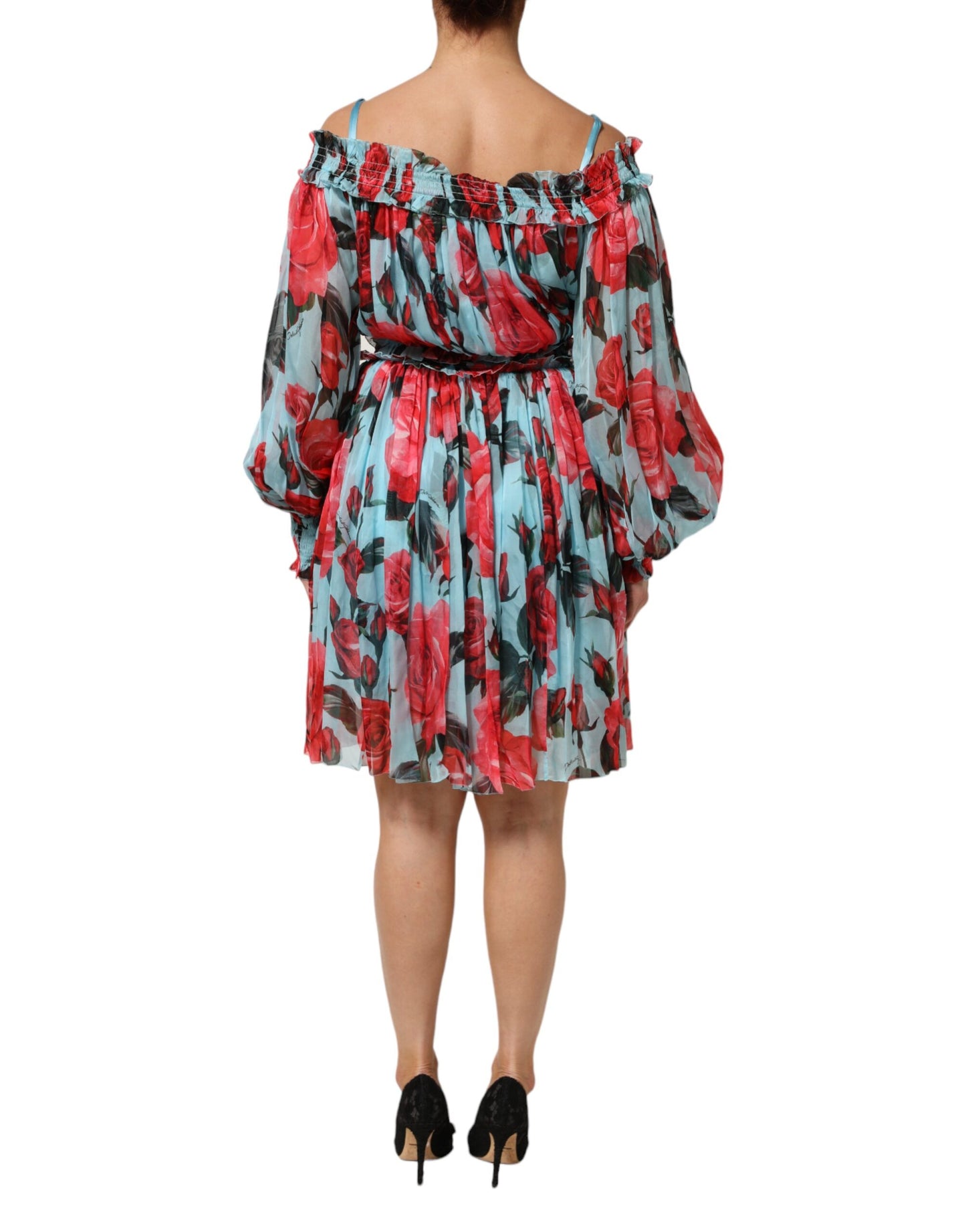 Multicolor Romantic Floral Silk Chiffon Dress
