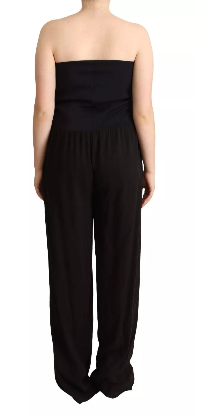 Black Lyocell Strapless Straight Trouser Jumpsuit