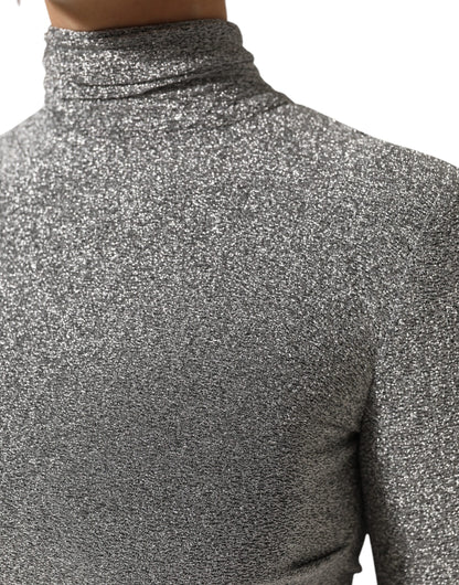 Gray Nylon Bodycon Sheath Long Sleeves Dress