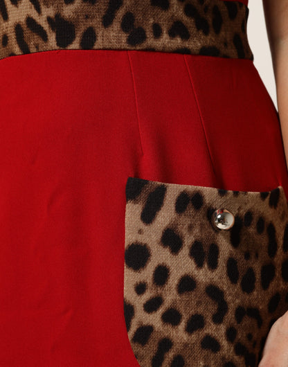 Red Leopard Viscose Sheath A-line Dress