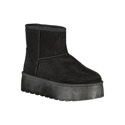 Black Polyester Women Boot