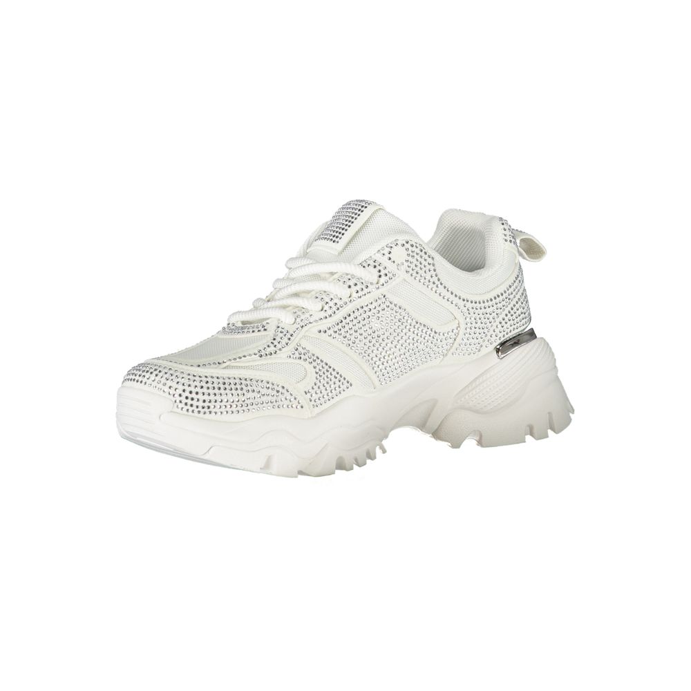 White Polyester Women Sneaker