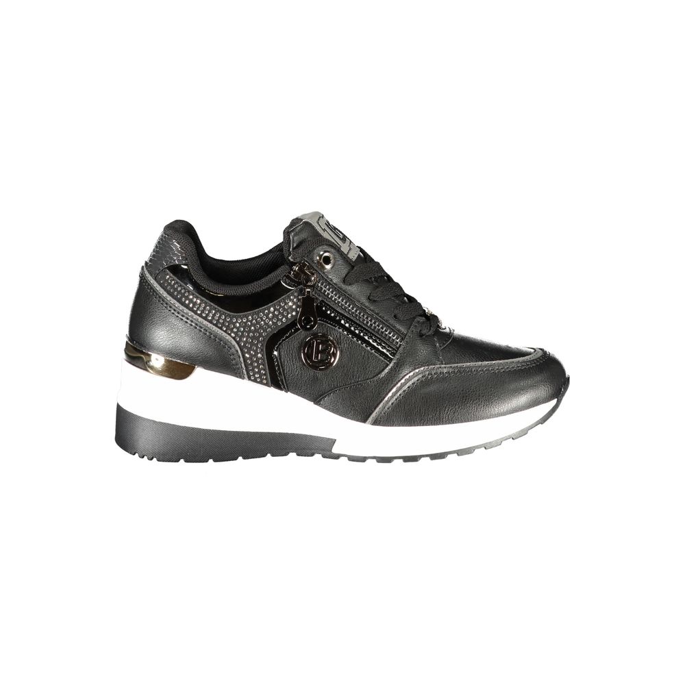 Black Polyester Women Sneaker