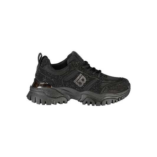 Black Polyester Women Sneaker