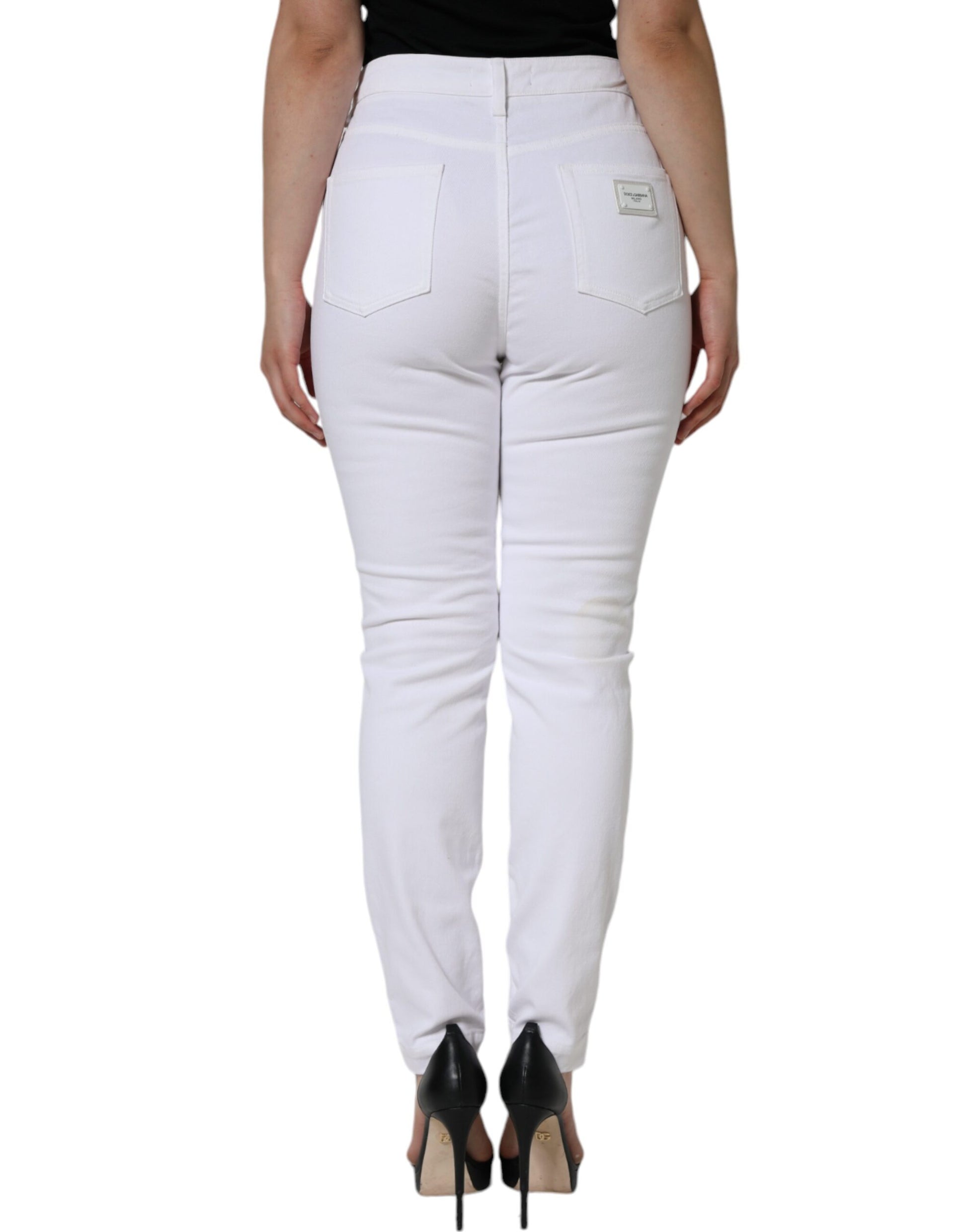 White AUDREY Cotton Logo Skinny Denim Jeans