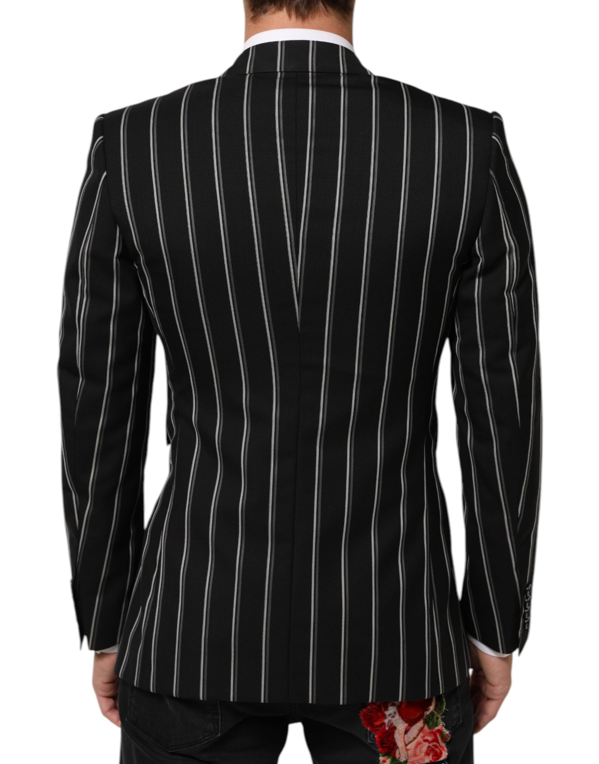 Black Stripes SICILIA 1 Button Suit Blazer