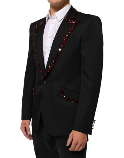 Black SICILIA Crystal Embellished Men Blazer