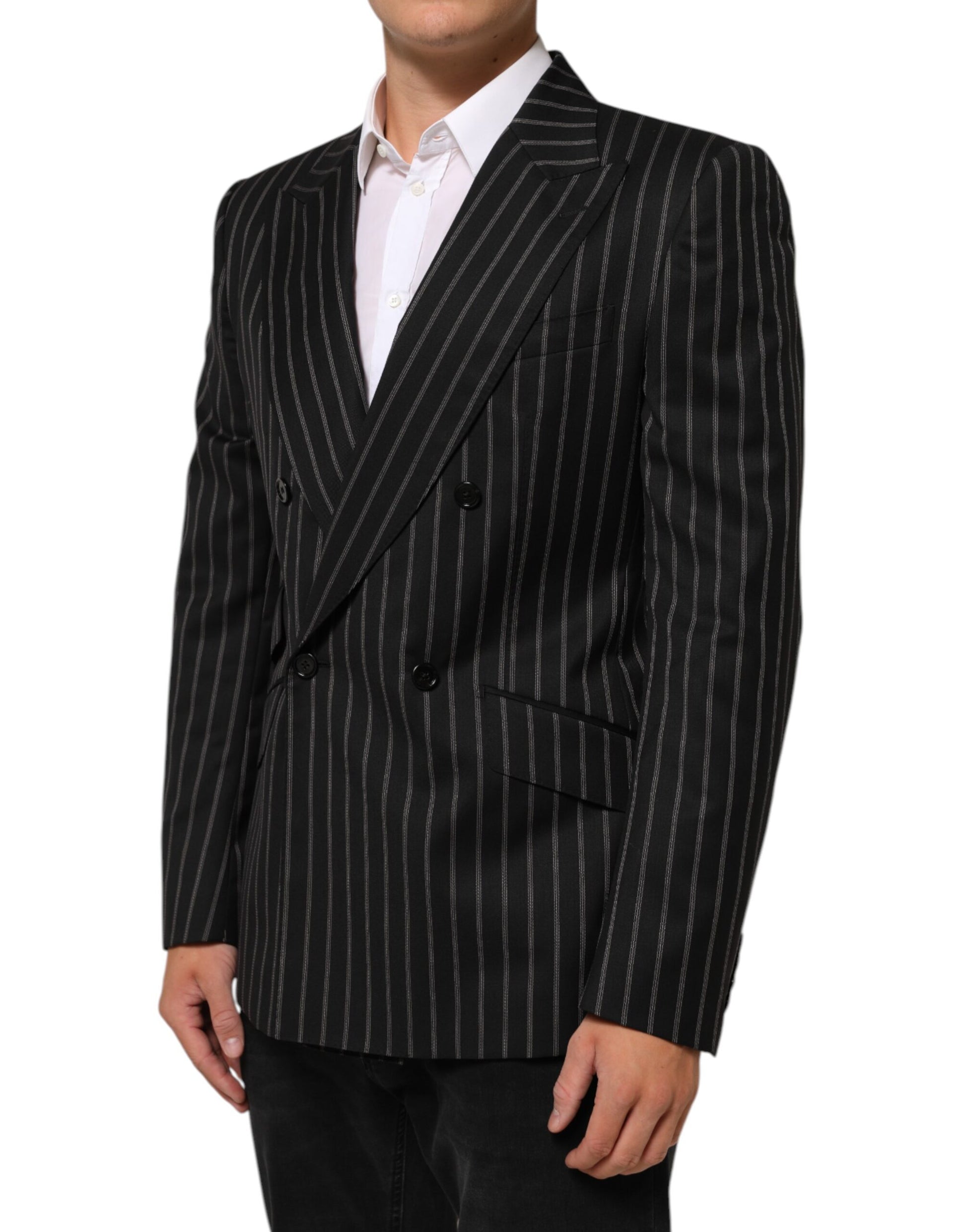 Black Stripes SICILIA 1 Button Suit Blazer
