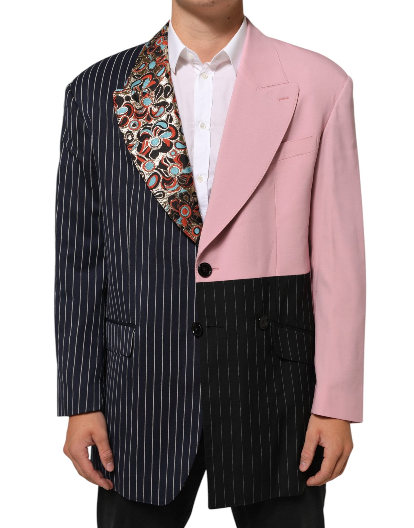 Multicolor Patchwork Single Breasted Jacket Blazer