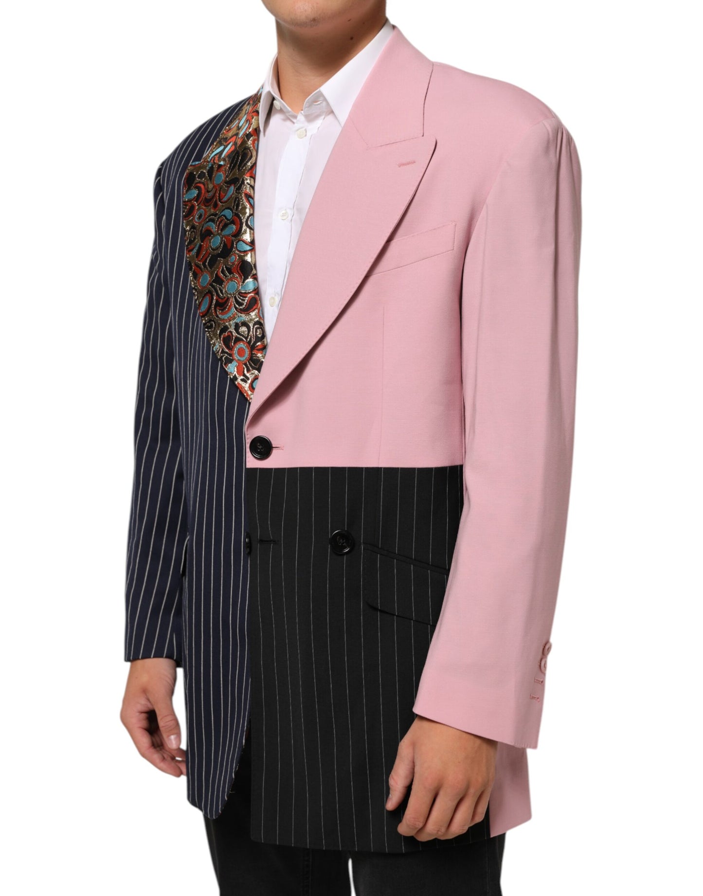 Multicolor Patchwork Single Breasted Jacket Blazer