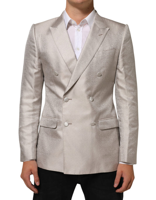 Beige MARTINI Double-Breasted Suit Blazer