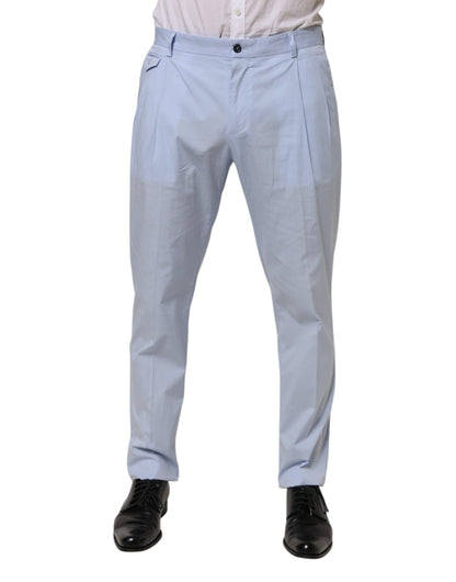 Light Blue Cotton Stretch Tapered Men Trouser Pants