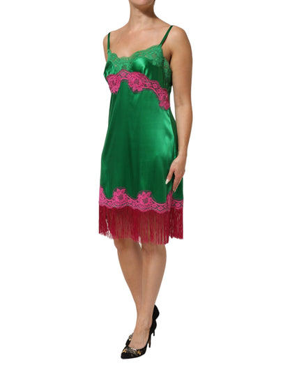 Green Floral Lace Fringes Lingerie Dress