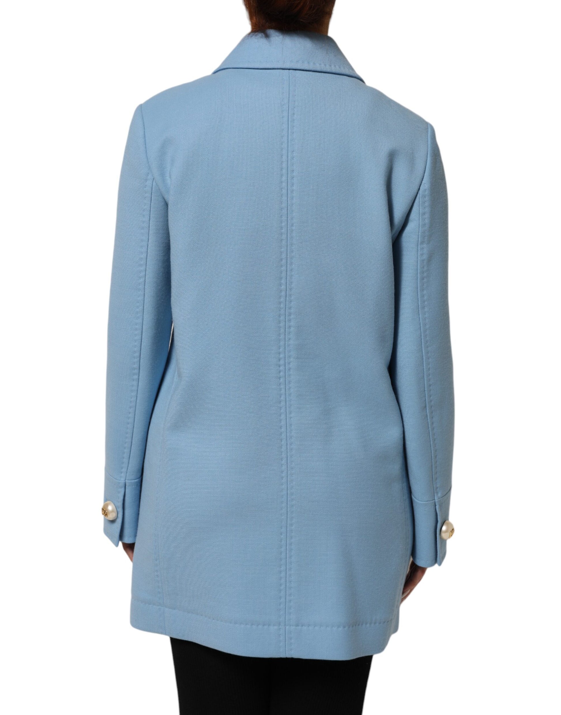 Blue Buttoned Down Trench Coat Jacket