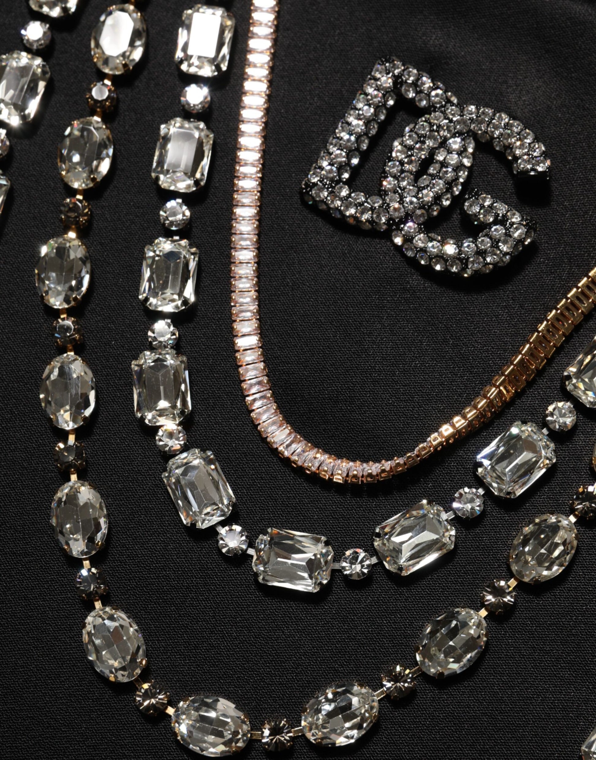 Black Necklace Crystal DG Logo Sweatshirt Sweater