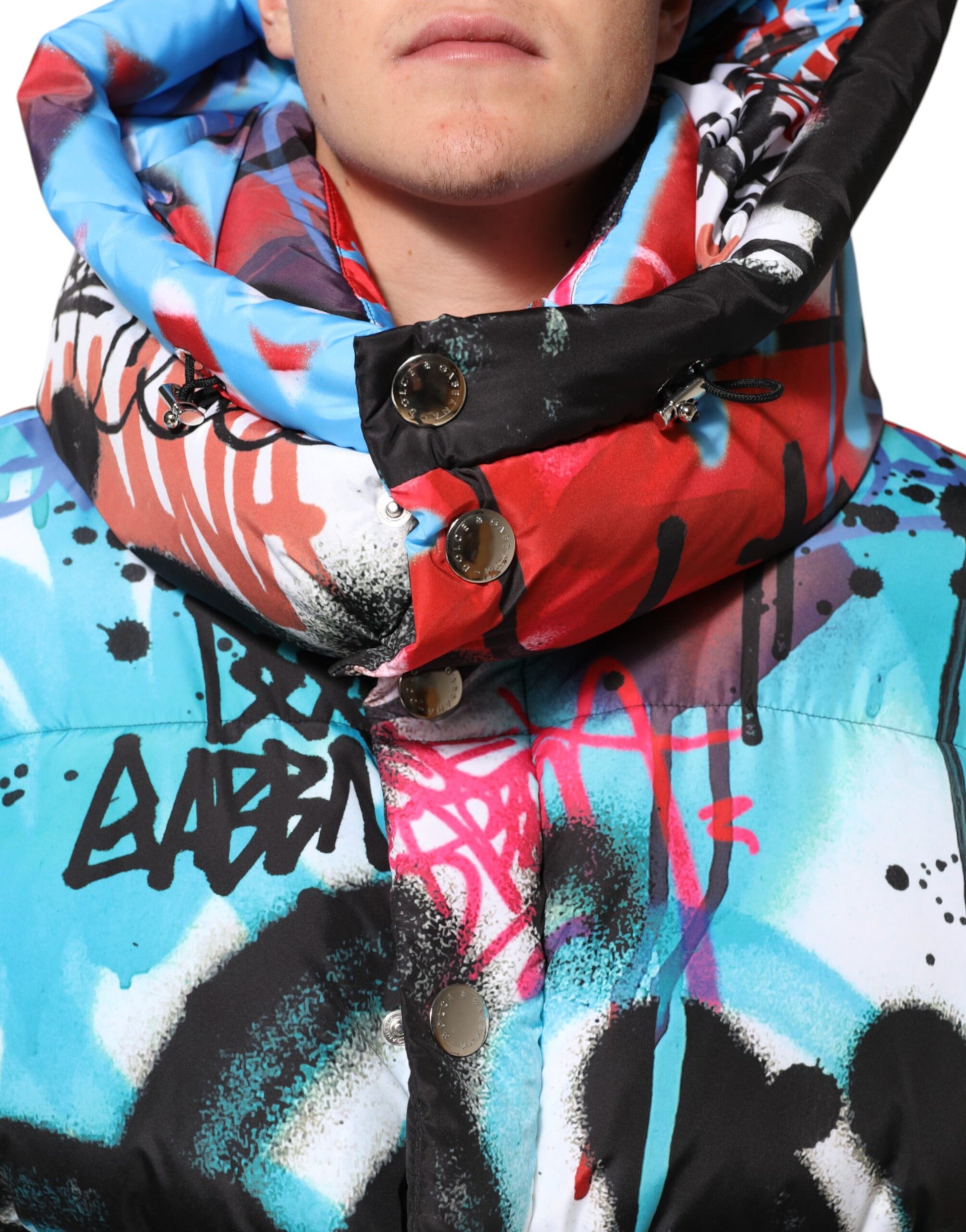 Multicolor Graffiti Hooded Sportswear Vest Jacket