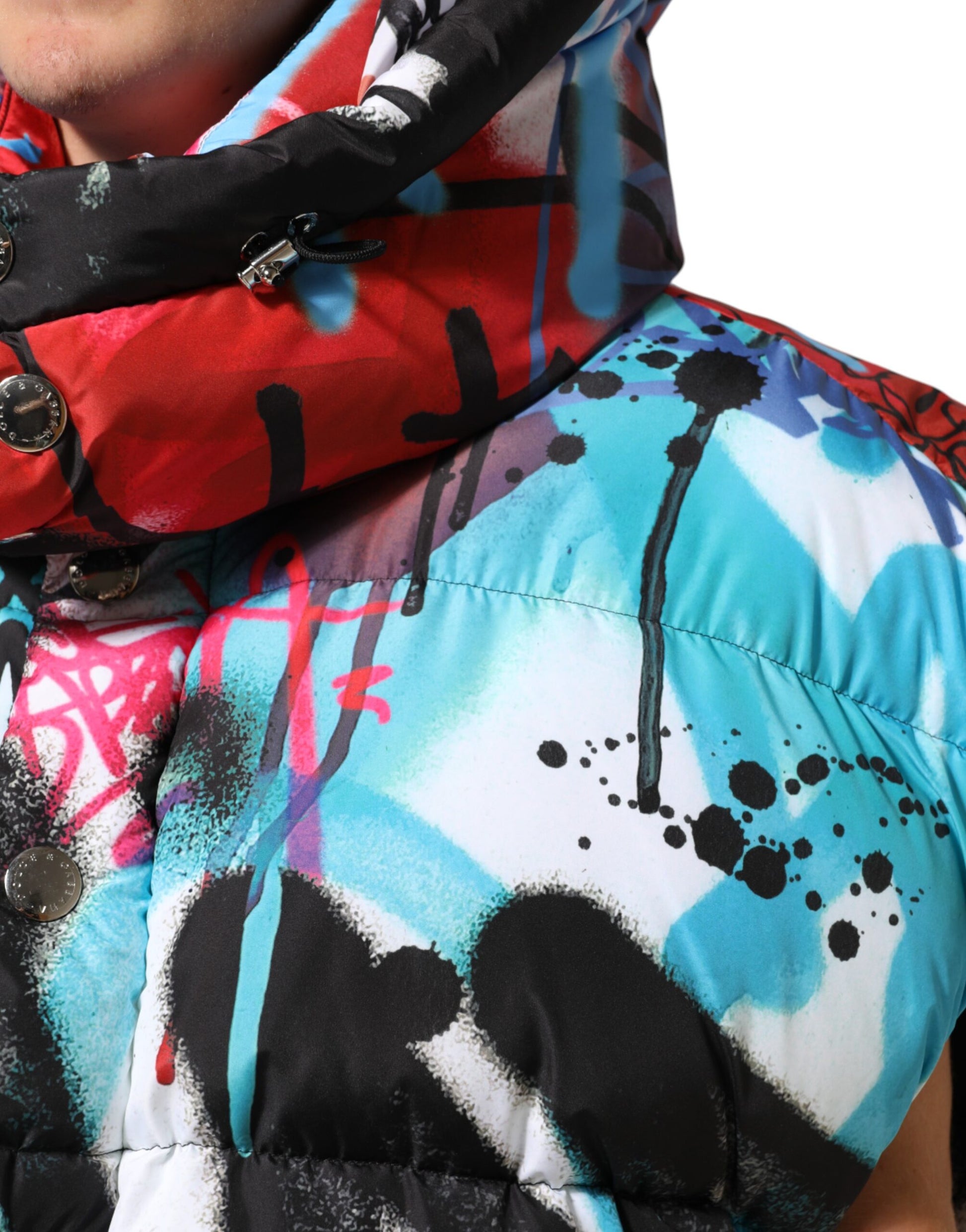 Multicolor Graffiti Hooded Sportswear Vest Jacket